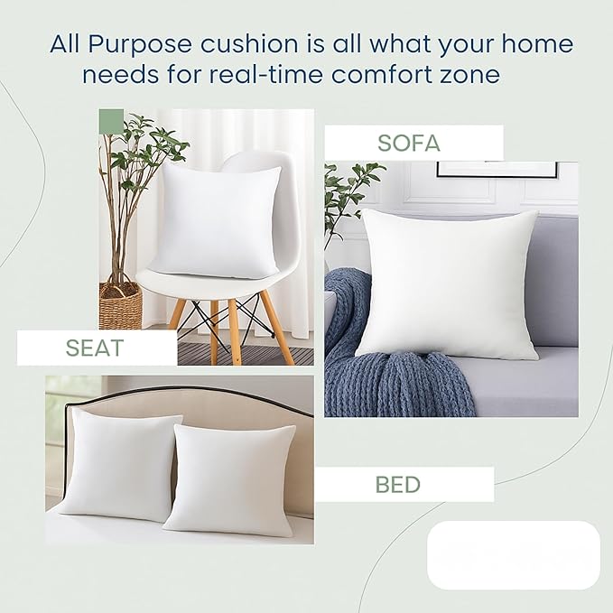 LANE LINEN 20x20 Throw Pillow Insert - Set of 4 White Pillow Inserts for Decorative Pillow Covers, Throw Pillows for Bed, Decorative Pillows for Bed, Couch Pillows, Throw Pillows for Couch