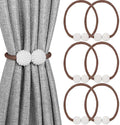 Melaluxe 6 Pack Magnetic Curtain Tiebacks, Decorative Curtain Holdbacks for Window Décor (Coffee)