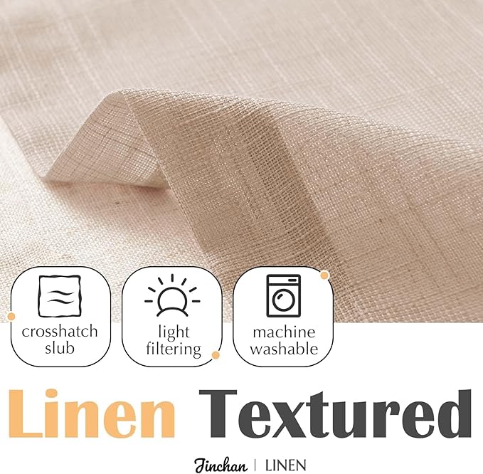 jinchan Farmhouse Linen Valance for Living Room Windows 16 Inch Slubbed Crossed Double Layer Window Valance Light Filtering Rustic Country Overlay Rod Pocket 1 Panel Blush Beige