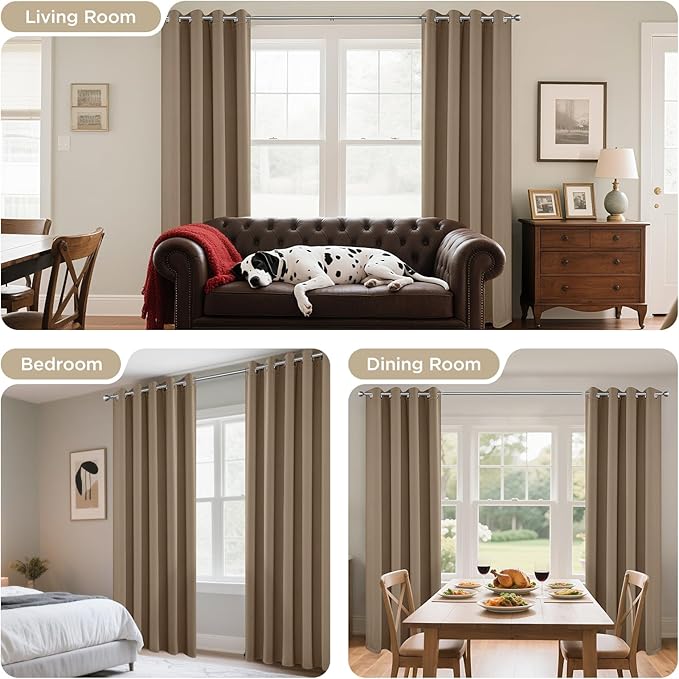 Joydeco Blackout Curtains 84 Inch Length 2 Panels Set, Thermal Insulated Long Drapes 2 Burg, Room Darkening Grommet Curtains for Living Room Bedroom Window