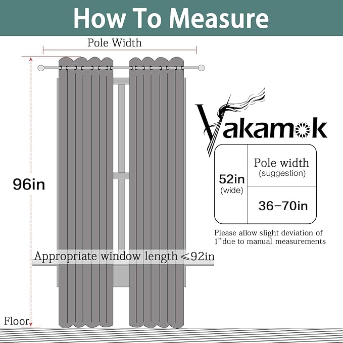 Yakamok Room Darkening Blackout Curtains Thermal Insulated Grommet Curtain Panels for Bedroom, 52W x 96L, Natural, 2 Panels