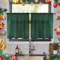 youleyar Solid Sheer Rod Pocket Curtain Voile Draperies 2 Panels White Beige Black Ivory Grey 26 Inch Width 24 Inch Long 1 Pair for Kitchen Bedroom Children Living Room Yard(Foliage Green,26W x 24L)