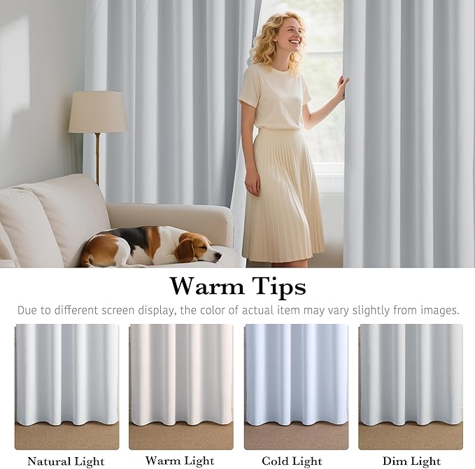 RYB HOME White 100% Blackout Curtains, Short Thermal Insulated Heat & UV Blocking Total Room Darkening Privacy Drapes for Small Window, Width 42 by Length 45, White, 2 Panels