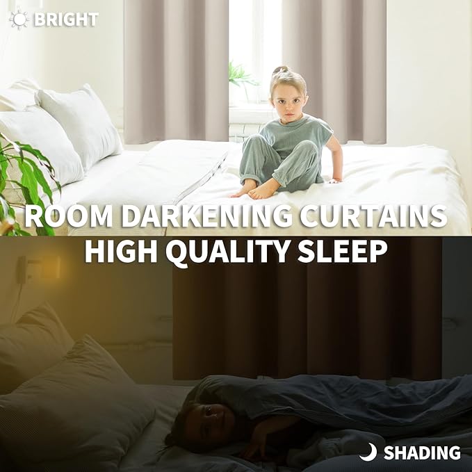 BGment Room Darkening Curtains 45 Inches Long - Grommet Thermal Insulated Drapes Window Treatment Curtains for Bedroom, 2 Panels, 52 x 45 Inch, Camel