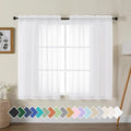 Gwine White Sheer Curtains for Living Room 45 inches Long, Short Voile Light Filtering Window Treatments Sheer Curtains for Bedroom, Half Window Drapes with Rod Pocket, Each 42" Wx45 L