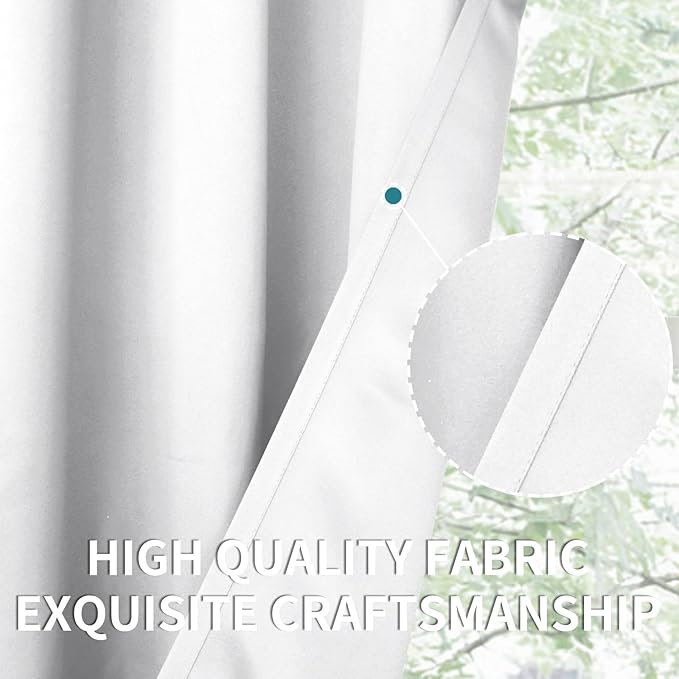 BGment Room Darkening Curtains 54 Inches Long - Grommet Thermal Insulated Drapes Window Treatment Curtains for Bedroom, 2 Panels, 52 x 54 Inch, Pure White