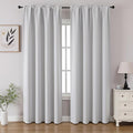 CUCRAF Grayish White Blackout Curtains 96 inch Length 2 Panels Set, Rod Pocket Room Darkening Drapes for Bedroom Living Room, Insulated Thermal Light Blocking Window Curtain (W52 x L96 Inch)