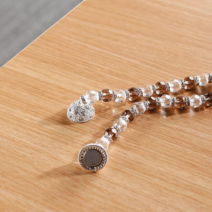 SUQ I OME 1 Pair of Luxury Crystal Beaded Magnetic Curtain Tieback and Holdback Curtain Clips Curtain Buckle Curtain Holder Blingbling Curtain Holdbacks for Drapes,Gray