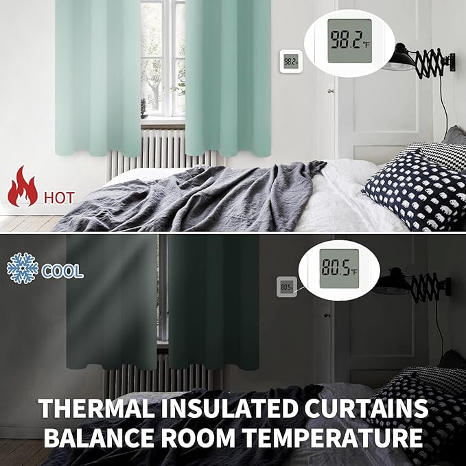 BGment Blackout Curtains - Grommet Thermal Insulated Room Darkening Bedroom and Living Room Curtains, Set of 2 Panels (52 x 72 Inch, Frosty Green)