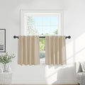 PONY DANCE Thermal Insulated Small Window Curtains Short Drapes for Nursery Bathroom Kitchen Laundry RV Basement, 34 inch Wide by 24 in Long, Biscotti Beige, 2 Panels