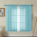 Gwine Sheer Curtains for Bedroom 54 inches Long - Light Filtering Voile Window Curtain Panels, Airy Transparent Rod Pocket Sheer Drapes for Living Room, Each 42Wx54L, 2 Panels, Aqua