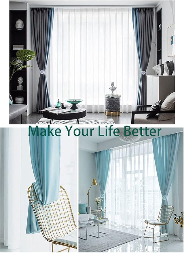 Magnetic Tiebacks for Curtains, 2 Pack Sparkling Crystal Flower Curtain Tiebacks Curtain Buckle Clips with High-Elastic Spring Wire for Home Office Decoration (Colorful)