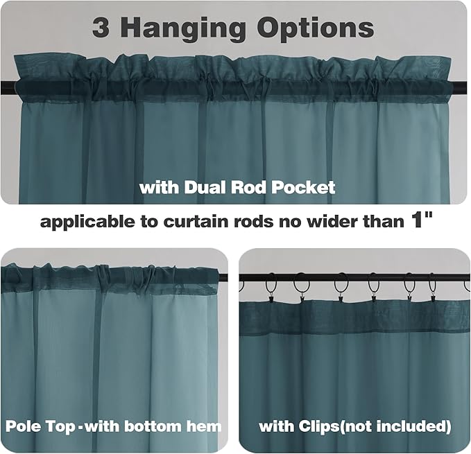 Chyhomenyc Stone Blue Sheer Curtains 84 Inch Length 2 Panels, Light Filtering Dusty Blue Window Curtain Treatment Drapes for Bedroom, Each 42Wx84L Inches