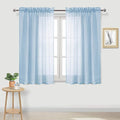 DWCN Sky Blue Sheer Curtains Semi Transparent Voile Rod Pocket Curtains for Bedroom and Living Room, 52 x 54 inches Long, Set of 2 Panels