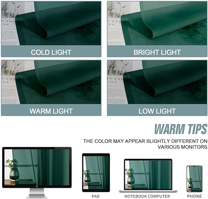 Green Sheer Curtains for Window 96 Inches Long 2 Panels, Soft Airy Voile Sheer Curtains for Living Room Bedroom, Dual Rod Pocket Elegant Window Drapes, Hunter Green, 2x42Wx96L Inches