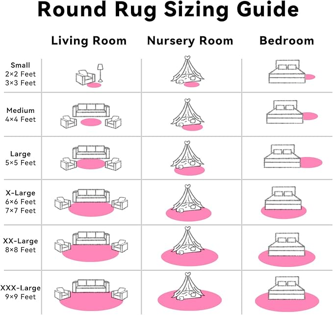 OLANLY Hot Pink Round Rugs for Bedroom - Machine Washable, 2 ft Circle Area Rugs for Living Room, Soft and Fluffy Shaggy Carpet for Teen Girls and Boys, Nursery Rooms, Dorms, Home Decor Aesthetic