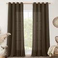LAMIT 95 inches Long Linen Curtains for Living Room, Dark Brown Bronze Grommet Panels Light Filtering Semi Sheer Window Drapes for Bedroom/Dining Room, 2 Panels Set, 52 x 95 Inch