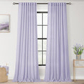 Lavender Semi Sheer Linen Curtains 96 Inches Long 2 Panels Set for Living Room Back Tab Light Filtering Long Drapes Modern Farmhouse Light Violet Purple Bedroom Decor 52ﾗ96