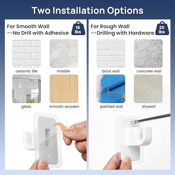 ENJOYBASICS No Drill Curtain Rods for Window 28 to 47 Inches, 5/8 Inch Diameter Renter Friendly Drapery Rod with Adhesive Brackets without Drilling, Adjustable from 27 to 52 Inches, White