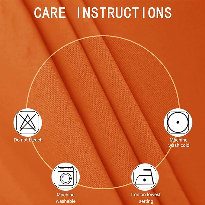 LEMOMO Blackout Curtains 66 x 54 Inch Long Orange Curtains Set of 2 Panels Room Darkening Curtains for Bedroom and Living Room
