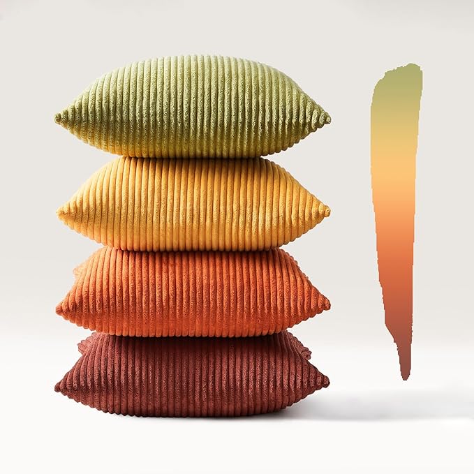 Topfinel Decorative Throw Pillow Covers Cushion Cases, Set of 4 Soft Velvet Modern Double-Sided Designs, Mix and Match for Home Decor, Pillow Inserts Not Included (12x12 inch, Yellow/Orange)