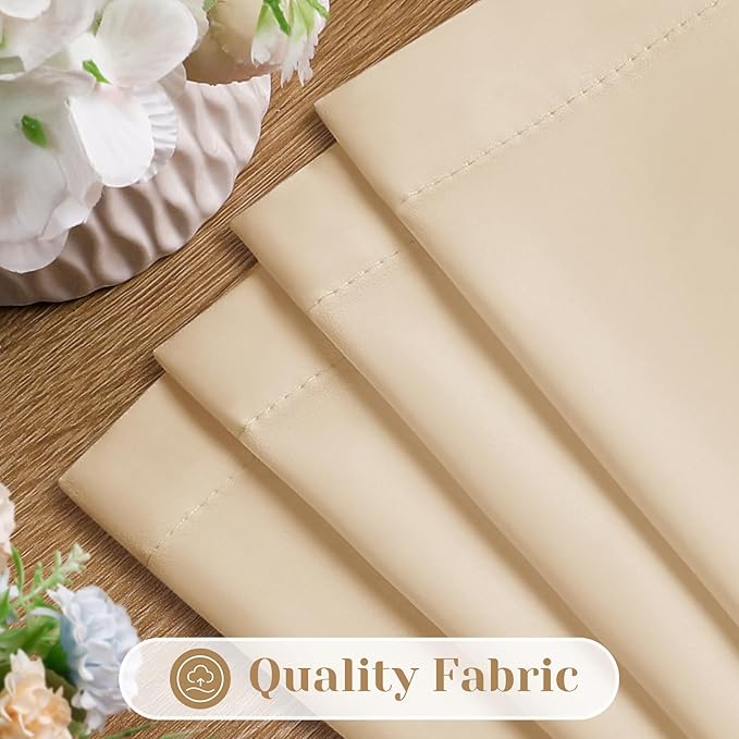 HOMEIDEAS Non-See-Through Beige Privacy Sheer Curtains, 52 X 72 Inches Long 2 Panels Taupe Sheer Curtains Light Filtering Window Drapes for Bedroom Living Room