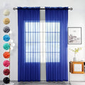 youleyar Solid Sheer Rod Pocket Curtain Voile Draperies 2 Panels White Beige Black Grey Coffee 52 Inch Width 84 Inch Long 1 Pair for Kitchen Bedroom Children Living Room Yard (Sapphire,52Wｘ84L)