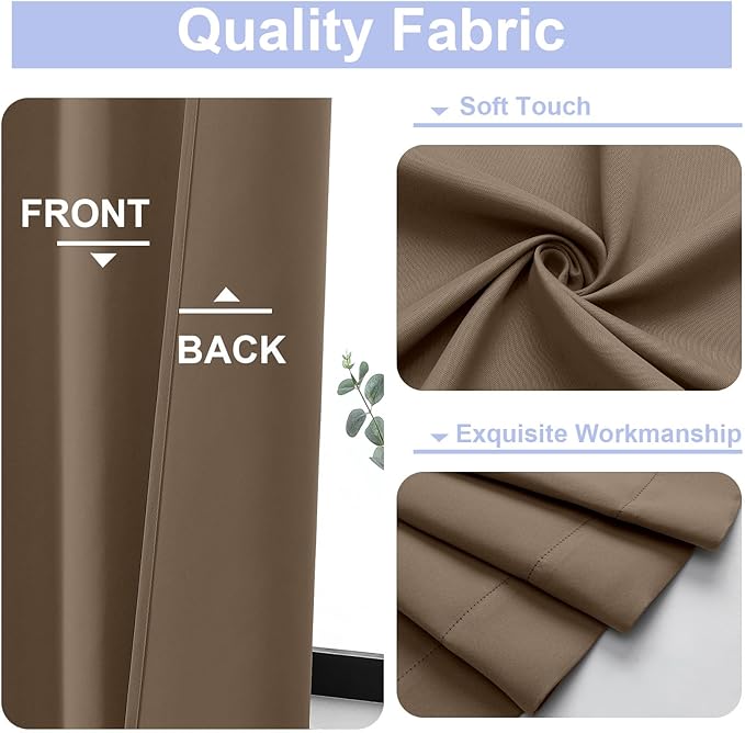 Simplebrand Brown Blackout Curtains for Bedroom 96 Inches Long 2 Panels, Solid Thermal Insulated, Energy Saving Living Room Window Treatment Curtains Blackout Drapes, W50 x L96 Inch, Brown