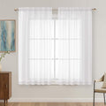 OVZME White Sheer Curtains 63 Inches Long 2 Panels Set, Light Filtering Sheer Curtains for Living Room Bedroom 59 Inch Extra Wide, Modern Voile Filmy Rod Pocket Window Drapes, 59Wx63L Inches