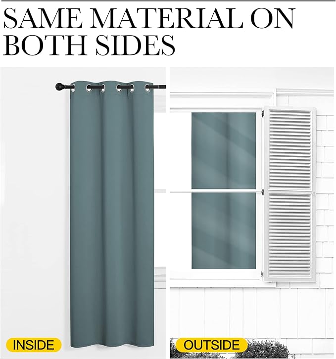 NICETOWN Modern Blackout Curtains Noise Reducing, Greyish Blue, 2 Panels, W42 x L78 -Inch, Thermal Insulated and Privacy Room Darkening Drape Panels for Boy's Guest Room Door Small Short Window