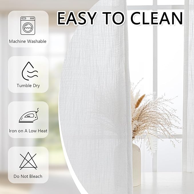 MYSKY HOME Natural French Door Curtains for Door Window 72 Inch Length Semi Sheer Light Filtering Curtain for Bedroom Window Glass Rod Pocket for Kitchen Dining Room, Beige White, 26" Wide,2 Panels