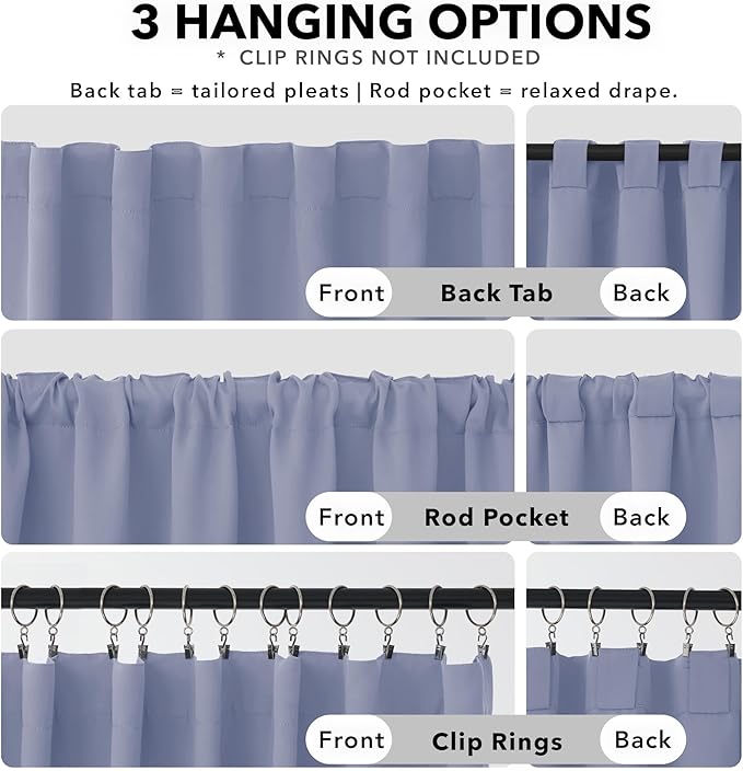 Deconovo Rod Pocket and Back Tab Blackout Curtains for Living Room Thermal Insulated Room Darkening Curtains 42Wx95L Inch Light Purple 2 Panels