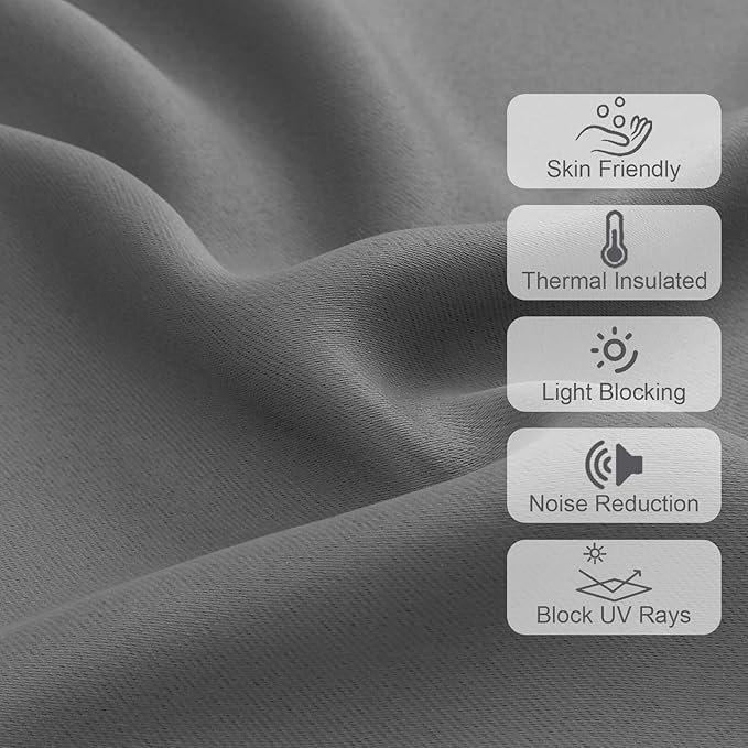 Chyhomenyc Light Grey Valances for Window, Room Darkening Short Curtains for Kitchen Bedroom Living Room, Rod Pocket Top Small Window Treatment Valance RV Bunk Panels, 40Wx14L, 2 Pieces