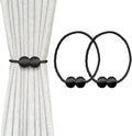 MELALUXE 2 Pack Magnetic Curtain Tiebacks, Decorative Curtain Holdbacks for Window Décor (Black)