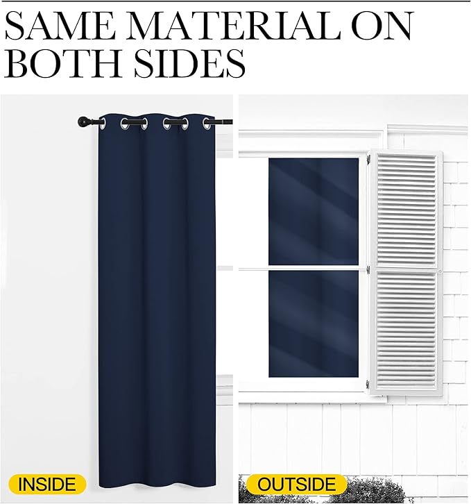 NICETOWN Blackout Curtain Panels for Bedroom, 2 Panels, W52 x L60-inch, Navy, Thermal Insulated Grommet Top Blackout Draperies and Drapes for Basement