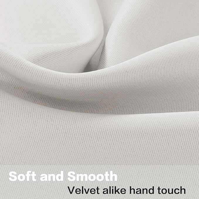 H.VERSAILTEX Blackout Valances for Windows,Kitchen Valance Curtains for Living Room/Bedroom/Bathroom/Basement Privacy Rod Pocket, 4 Panels 52" W x 18,Ivory