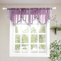 Molaxhome Swag Curtain 51 inch Length Rod Pocket Scalloped Curtain Valance Sheer Lace Panels with Hanging Crystal Beads for Kitchen Bedroom Window Treatments Drape Decor 1pc (Modena, 51Wx23L)