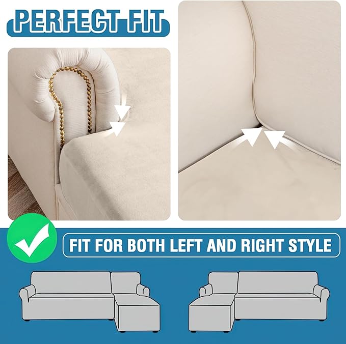 Couch Cover Stretch Velvet Sofa Cushion Cover 1-Piece - Elastic Washable Slipcover for Seat or Backrest, Couch Seat Covers for Sofas (Cream)