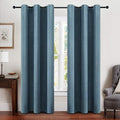 MIULEE Linen Blackout Curtains and Drapes 100% Room Darken Thermal Insulated Grommet Window Panels with Coating 2 PCs W 42 x L 90 inches Dusty Blue
