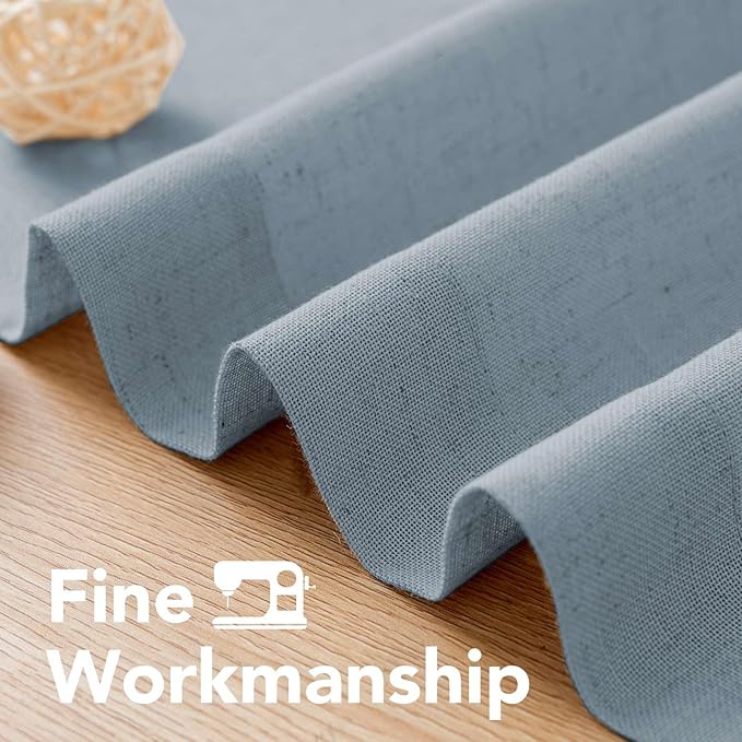 H.VERSAILTEX Linen Curtains Home Decorative Nickel Grommet Curtains Privacy Added Energy Saving Light Filtering Window Treatments Draperies for Bedroom, Stone Blue, 2 Panels, 52 x 96 - Inch