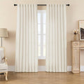 Joydeco Linen Curtains 2 Panel Set, Ivory on Linen Curtains 84 Inch, Light Filtering Drapes for Living Room, 70 Inches Wide Drapes with Rod Pocket Back Tab (84" L x 70" W)