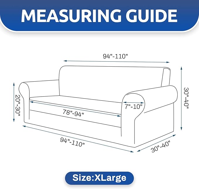 KEKUOU Stretch Oversized Sofa Slipcover 1 Piece Couch Sofa Cover (94"-110") Furniture Protector 4 Seater Sofa with Elastic Bottom for Kids,Pet.Jacquard Checked Pattern Fabric(X Large,Hunter)