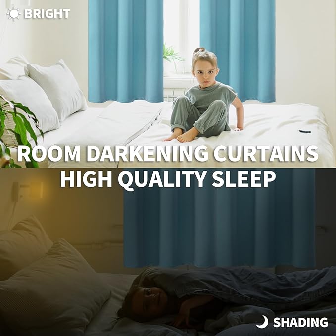 BGment Blackout Curtains - Grommet Thermal Insulated Room Darkening Bedroom and Living Room Curtains, Set of 2 Panels (52 x 95 Inch, Aqua)