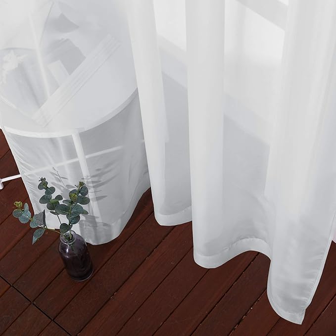 NICETOWN Sheer Curtains 63 Long - Ring Top Solid Voile Window Draperies for Bedroom/Home Decor/Kitchen/Living (Light Gray, Set of 2, W54 x L63 Inches)