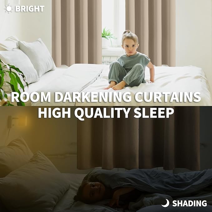 BGment Blackout Curtains - Grommet Thermal Insulated Room Darkening Bedroom and Living Room Curtains, Set of 2 Panels (46 x 54 Inch, Sand)
