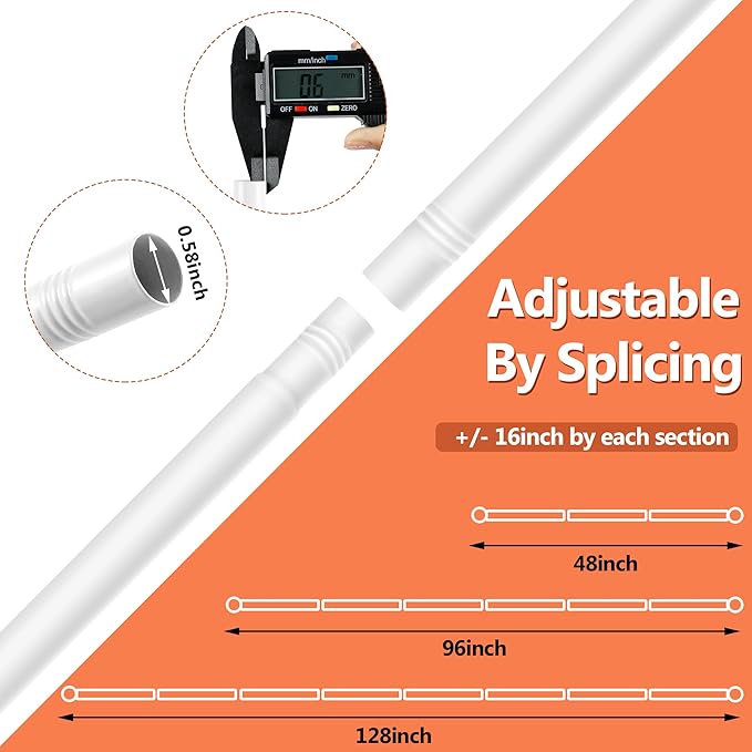 Curtain Rods No Drilling for Windows Set 30 to 45 Inch,5/8 Inch Diameter Drapey Pole with No Drill Curtain Rod Brackets,Renter Friendly Cortineros Para Ventanas with Adhesive Holder Hook (White)