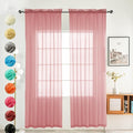 youleyar Solid Sheer Rod Pocket Curtain Voile Draperies 2 Panels White Beige Black Grey Coffee 52 Inch Width 108 Inch Long 1 Pair for Kitchen Bedroom Children Living Room Yard (Blush,52Wｘ108L)