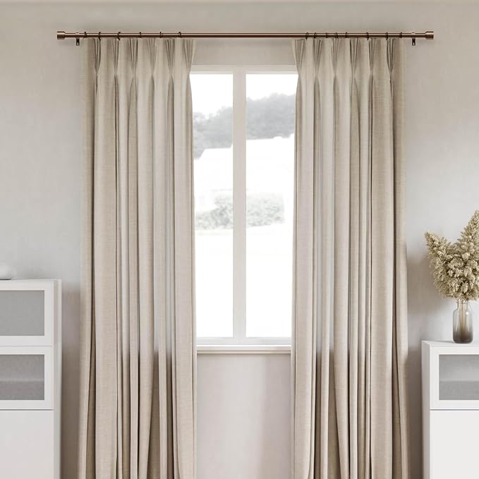 GEEBOBO Bronze Curtain Rods for Windows 120 to 240 Inch, 1 Inch Extra Long Heavy Duty Easy Install Adjustable Curtain Rods Set for Outdoor, Farmhouse, Bedroom, Living Room (Bronze, 30"-240")