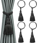 Fenghuangwu 4 Pack Curtain Tie Backs Rope Tassels for Curtains Drape tiebacks Handmade Outdoor Home and Outdoor Decorative (Black, 4p)