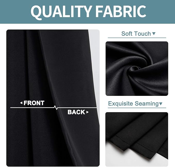 ChrisDowa Grommet Blackout Curtains for Bedroom and Living Room - 2 Panels Set Thermal Insulated Room Darkening Curtains (Black, 52 x 54 Inch)